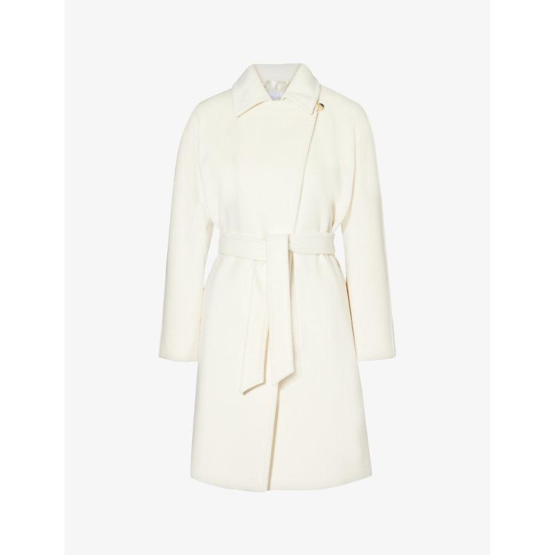Max Mara Estella Belted Wool And Cashmere-blend Coat in White | Lyst