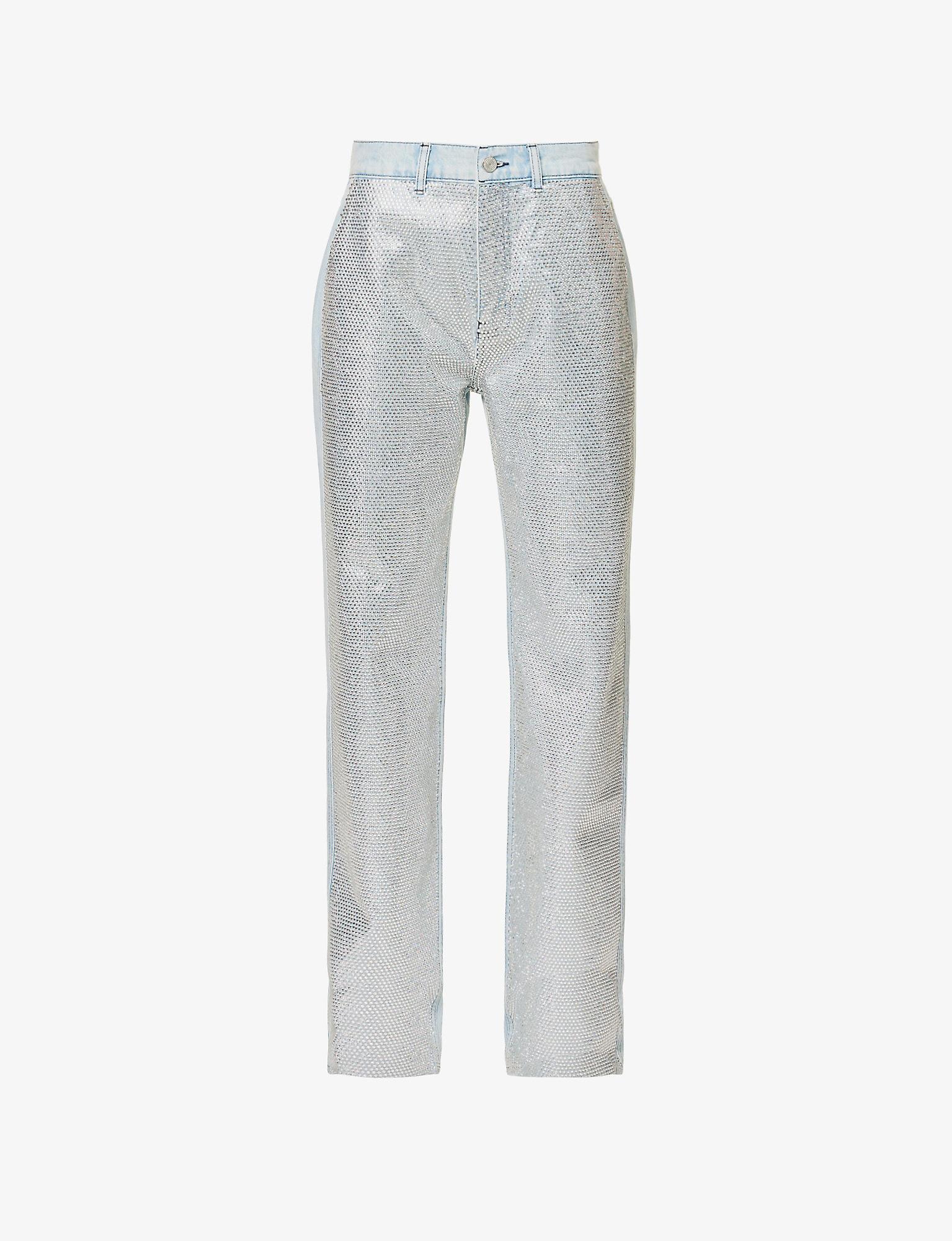 FRAME Le Jane Rhinestoneembellished Straightleg Highrise Jeans in