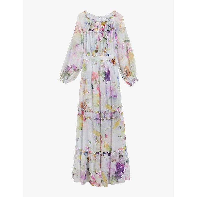 sachin and babi light blue dress White Satin Cream Wrap Dress Midi Flutter Sleeves M