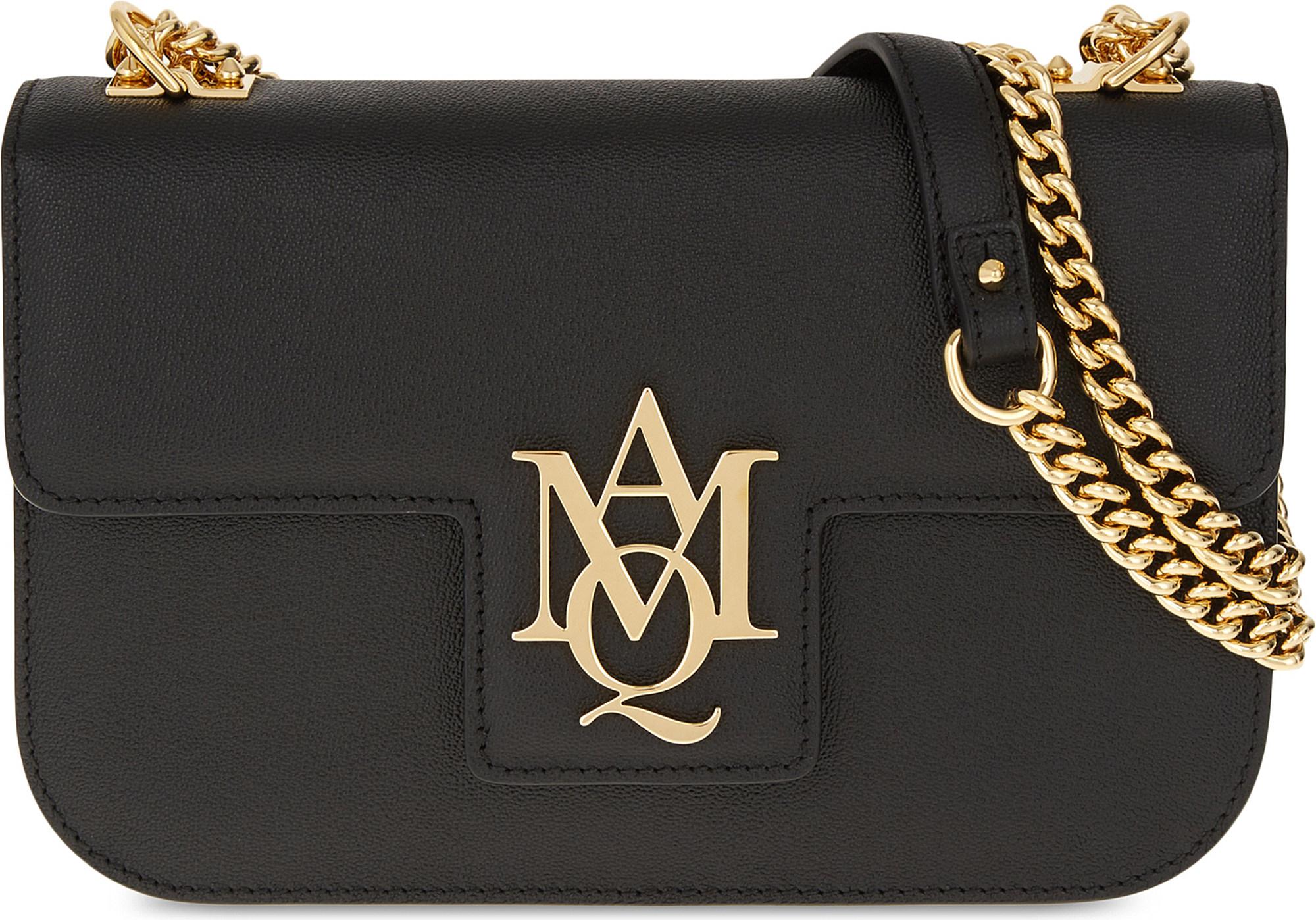 Alexander McQueen Amq Insignia Chain Leather Satchel in Black | Lyst