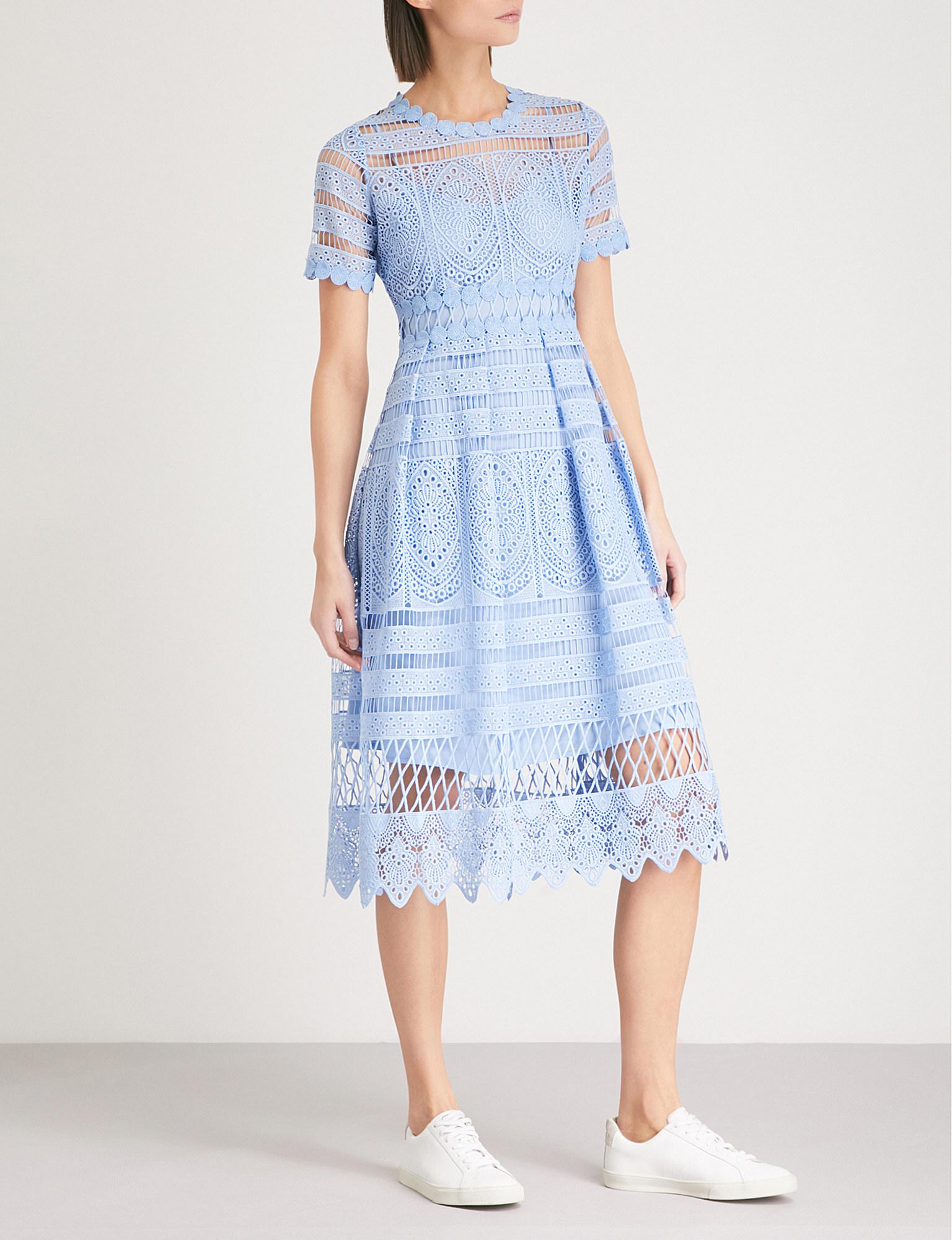 Maje Embroidered Lace Dress in Blue | Lyst