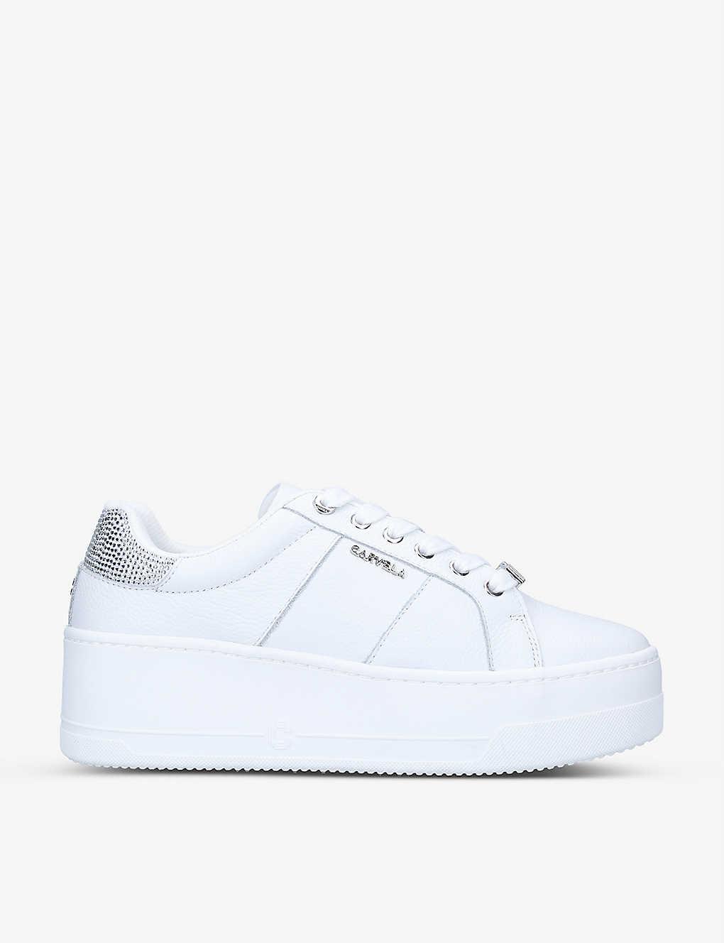 Carvela Kurt Geiger Connect Platform-sole Leather Trainers in White | Lyst