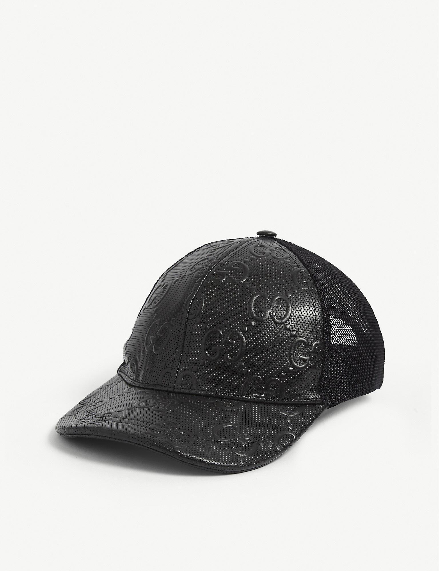 Gucci Logo-embossed Leather Trucker Cap 