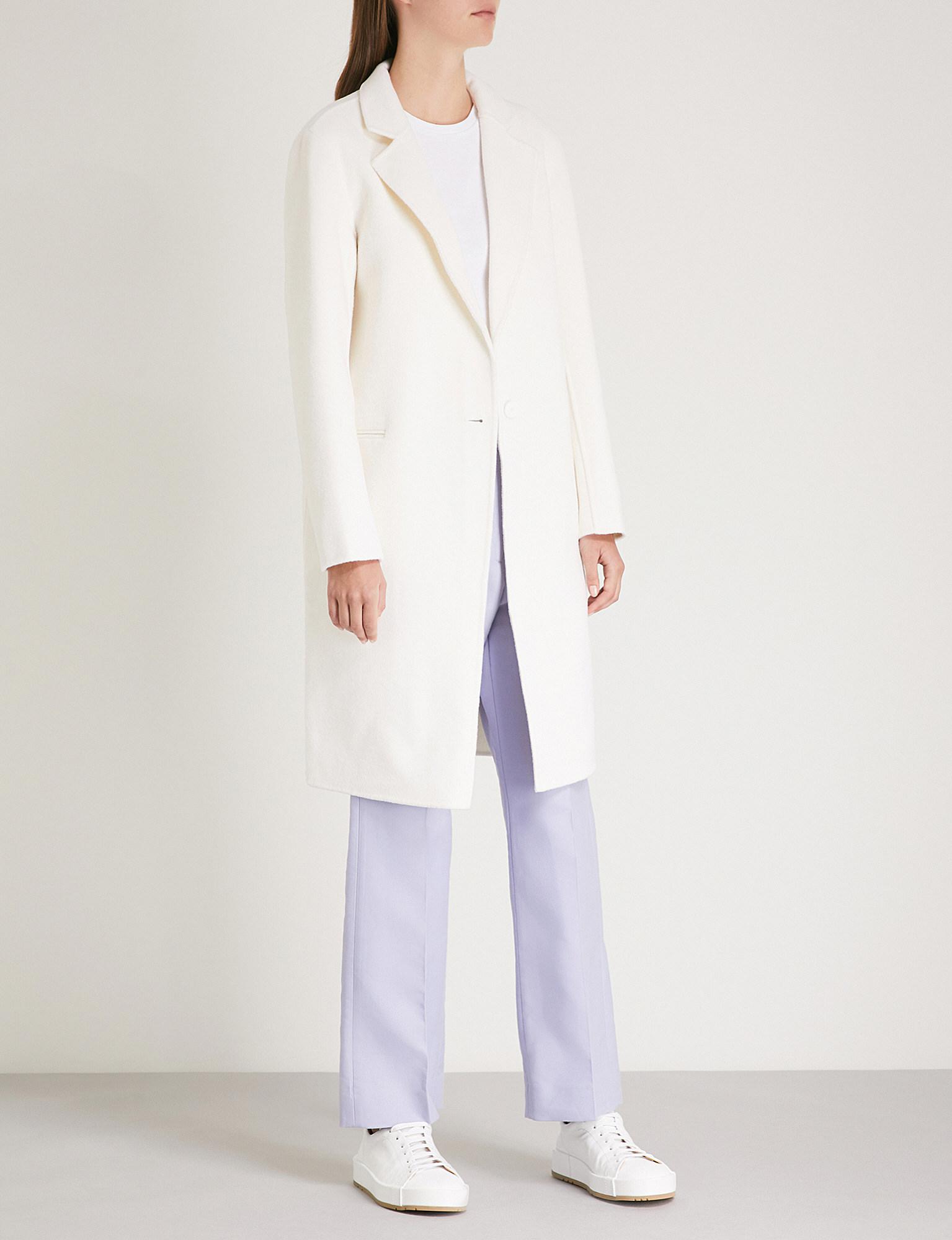 white wool blend coat