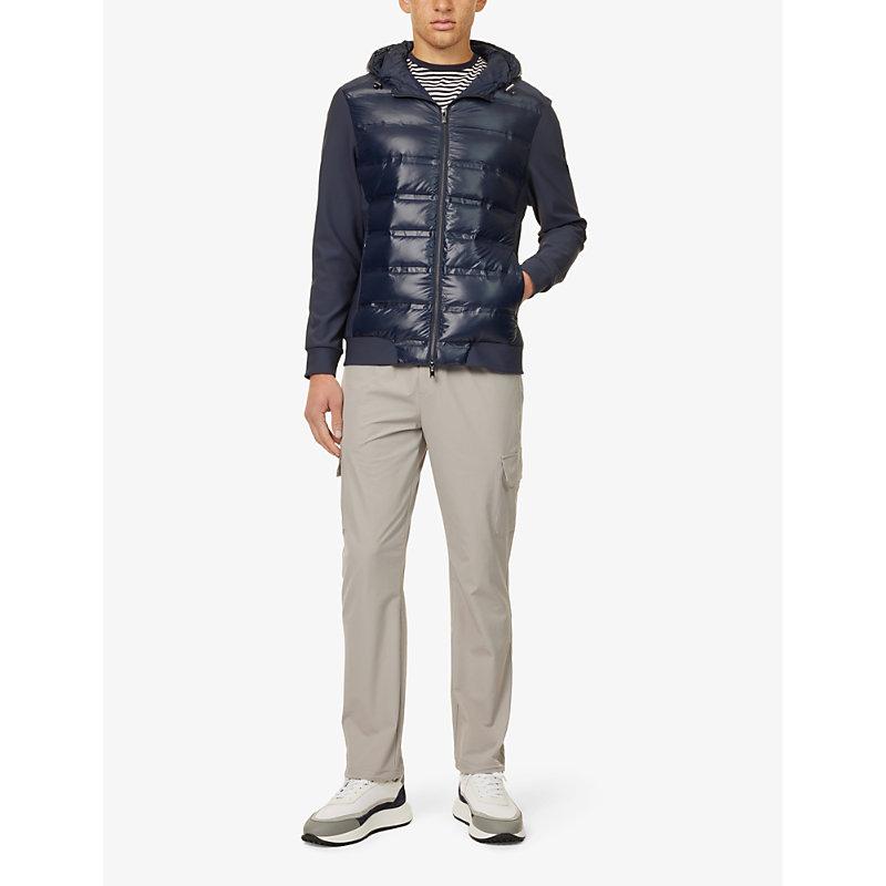 Arne Hybrid Padded Hooded Slim-Fit Shell-Down Jacket Xxl in Blue