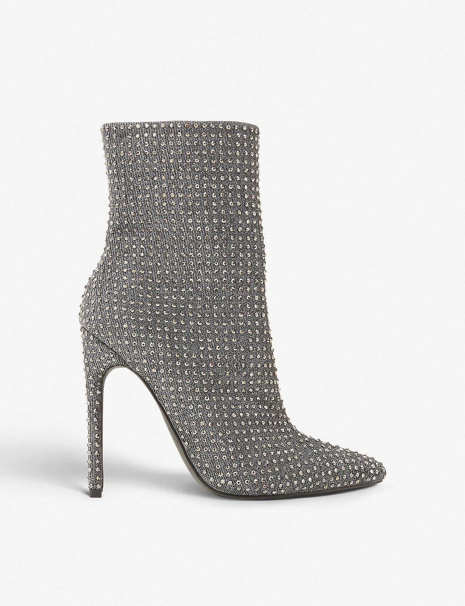 Steve Madden Wifey Rhinestone-embellished Ankle Boots in Gray | Lyst