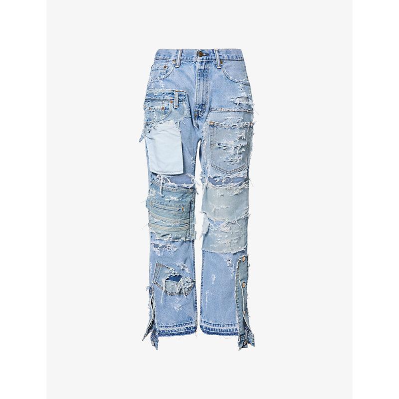 Casey Jean By Jean Vintage Patchwork Straight-Leg Denim Jeans in