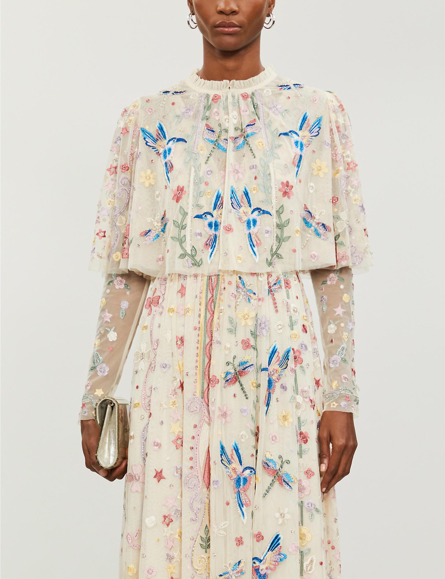 Embroidered recycled polyester tulle dress hotsell