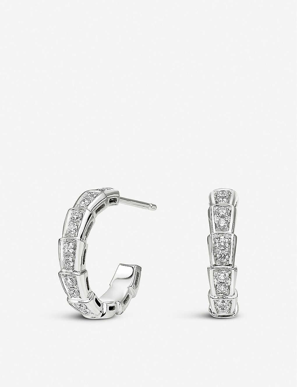 BVLGARI Serpenti 18ct White-gold And Diamond Earrings | Lyst Canada
