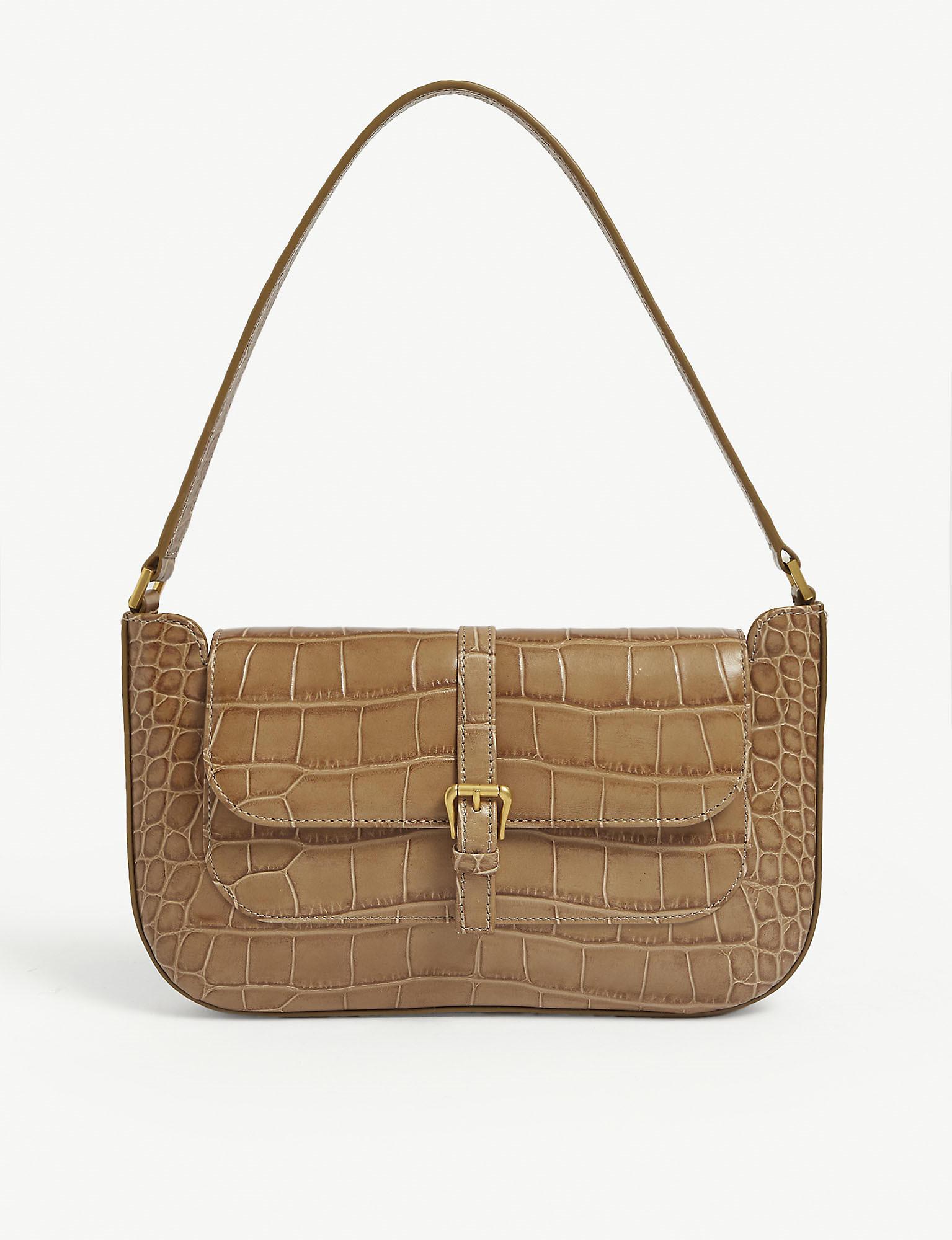 BY FAR Miranda Croc-embossed Leather Mini Shoulder Bag in Taupe (Brown) - Lyst
