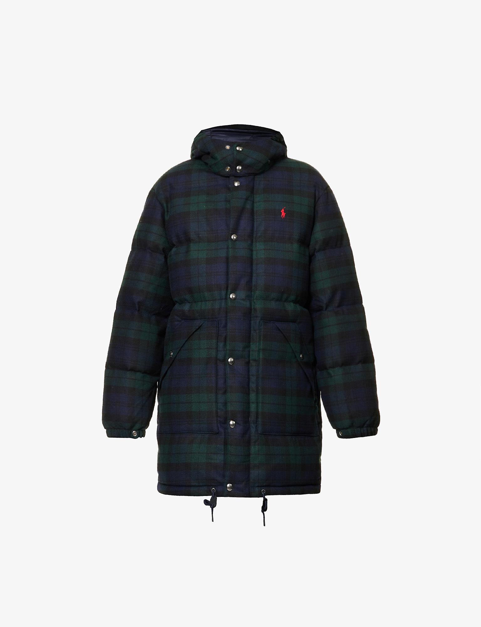 Polo Ralph Lauren Boulder Tartanprint Padded Woolblend Jacket in Blue