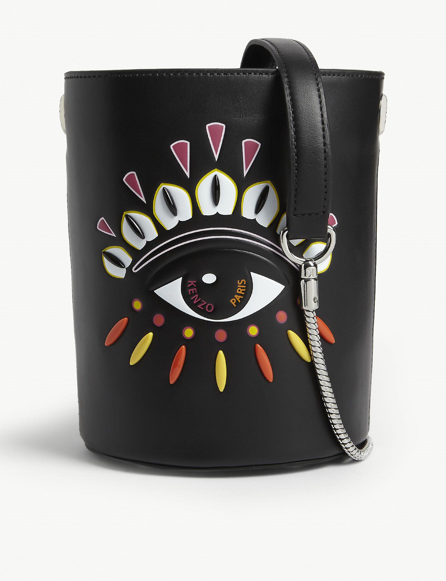 KENZO Evil Eye Leather Bucket Bag in Black | Lyst