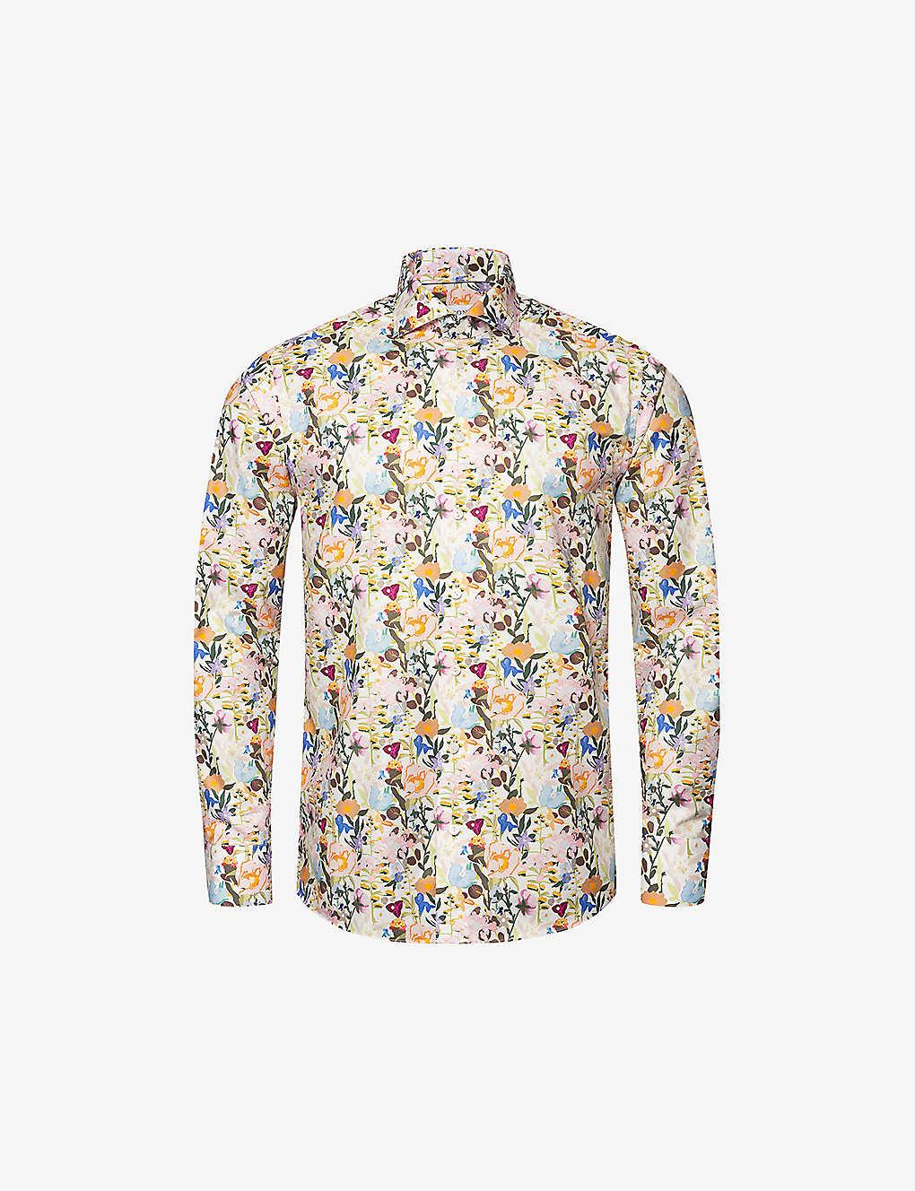Eton Floral-print Button-up Regular-fit Cotton Shirt in White for Men | Lyst