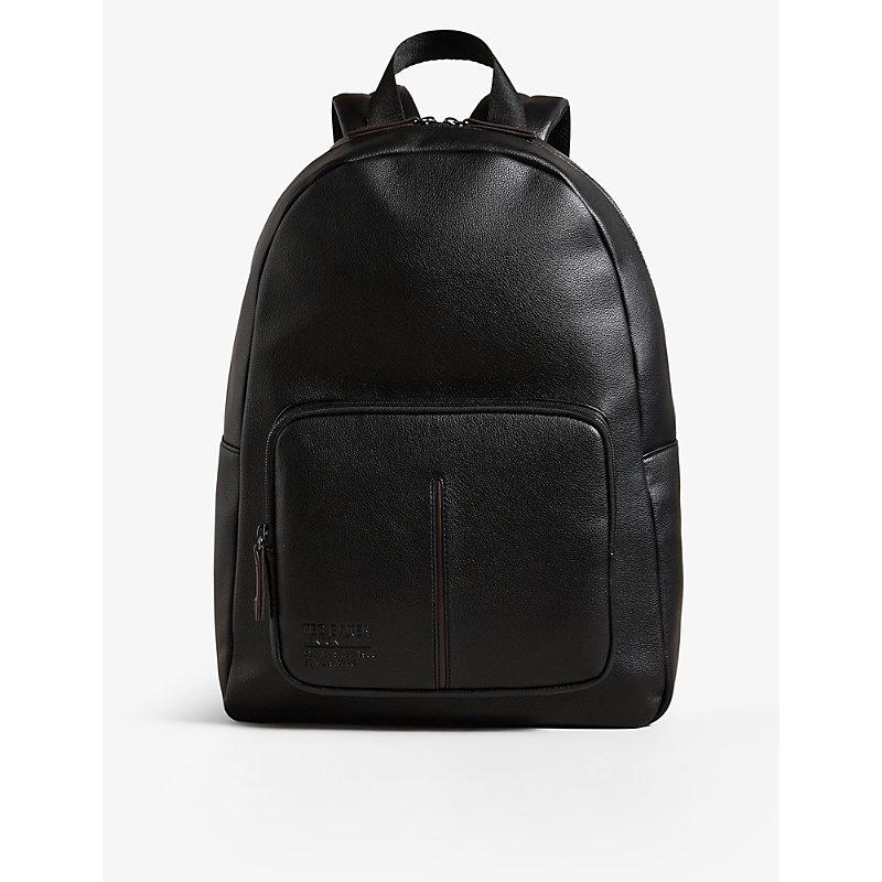 Ted Baker Joss Logo embossed Faux leather Backpack in Black for