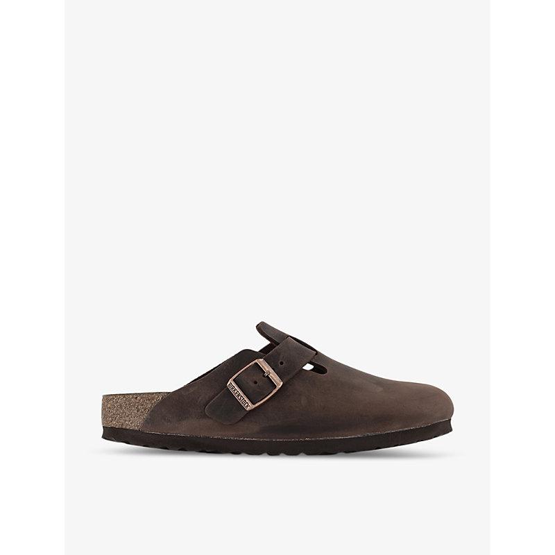 Birkenstock Habana Boston Logo-embossed Leather Clogs in Brown | Lyst