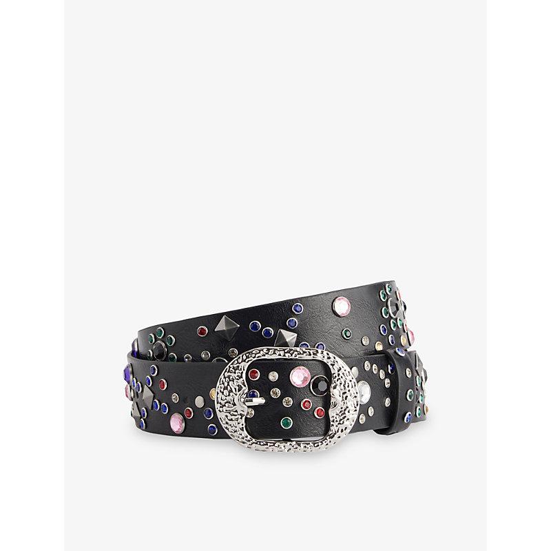 Jaded London Jewel-Embellished Faux-Leather Belt in Black | Lyst