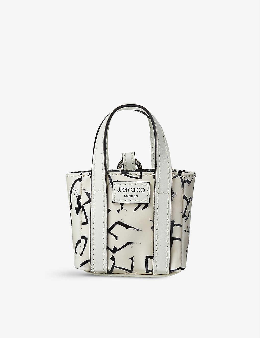 Jimmy Choo X Eric Haze Abstractprint Micro Leather Tote Bag in Black