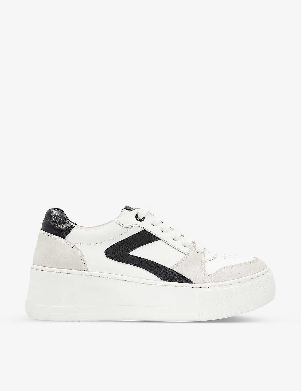 Dune Essential Leather Flatform Trainers in White | Lyst