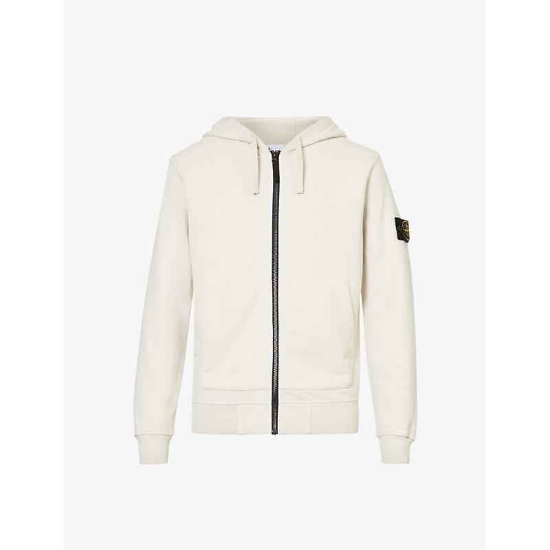 Stone Island Logo-badge Regular-fit Cotton-jersey Hoody in White for ...