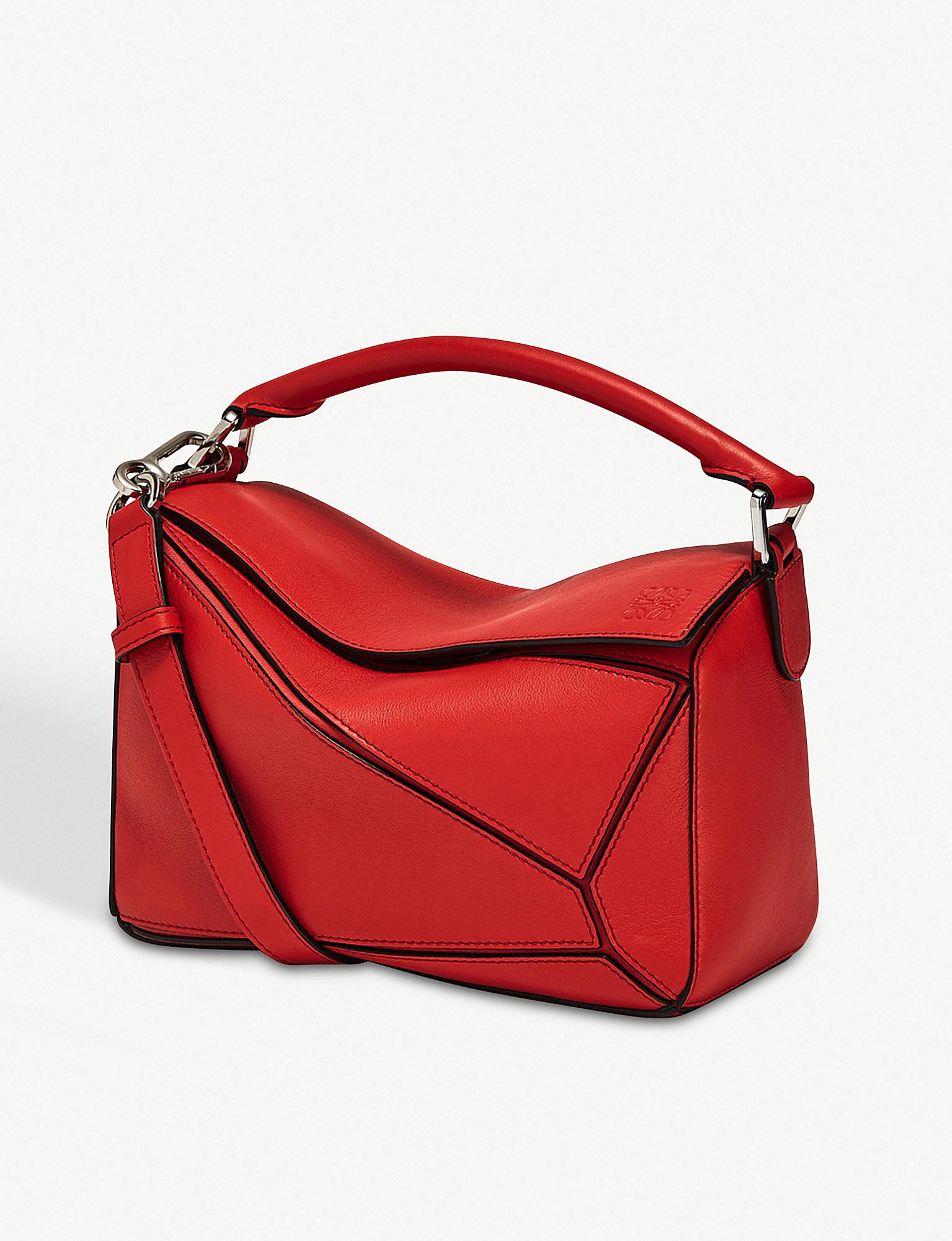 Loewe Red Leather Nano Puzzle Bag, myGemma, FR