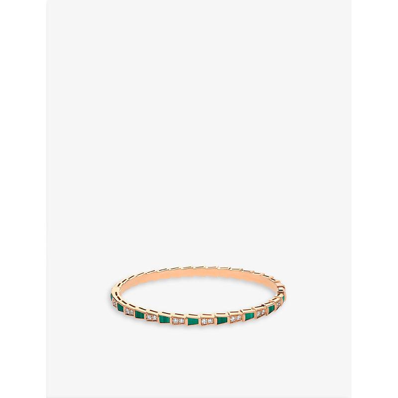 BVLGARI Serpenti Viper 18ct Rose-gold, 0.85ct Diamond And Malachite Bangle  Bracelet in Metallic | Lyst