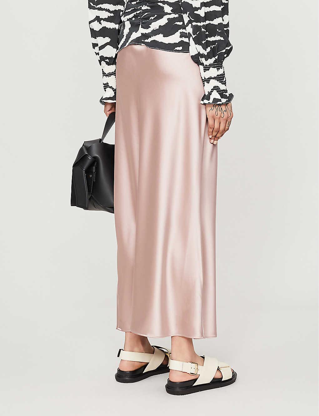 TOPSHOP Dusty Pink Satin Bias Maxi Skirt | Lyst