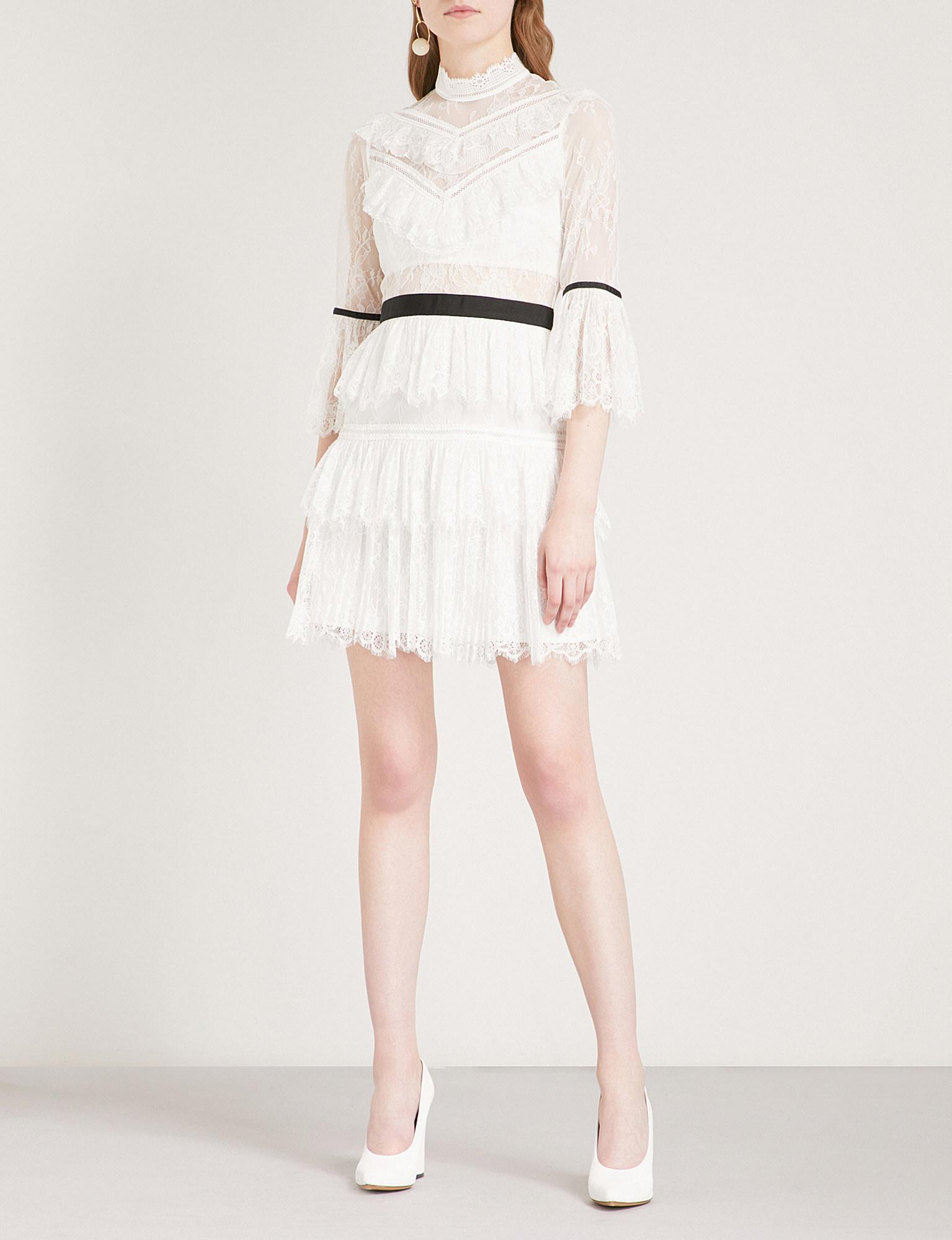 self portrait fine lace mini dress