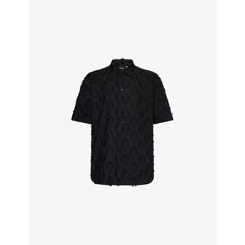 Daily Paper Trophy Shield Short-Sleeve Cotton Shirt in Black