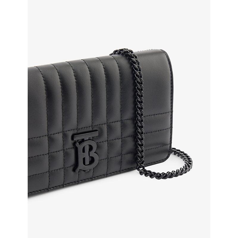Leather Wallet On Chain in Black - Burberry