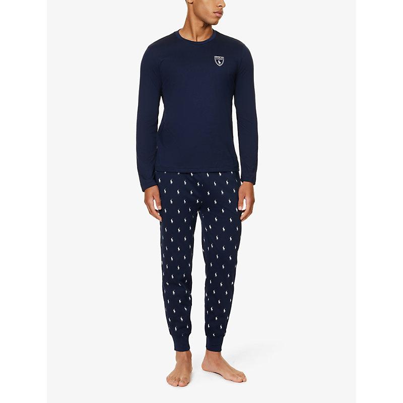 Polo Ralph Lauren Polo Pony Logo-print Cotton-jersey Pyjama Set X in Blue  for Men | Lyst