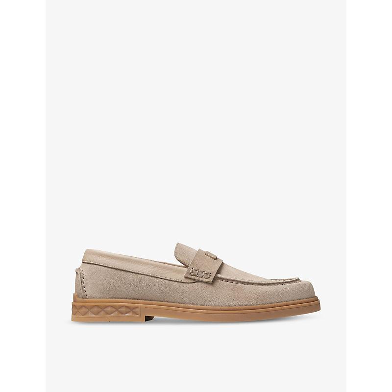 Jimmy Choo Josh Driver Reverse-suede Loafers in Natural | Lyst