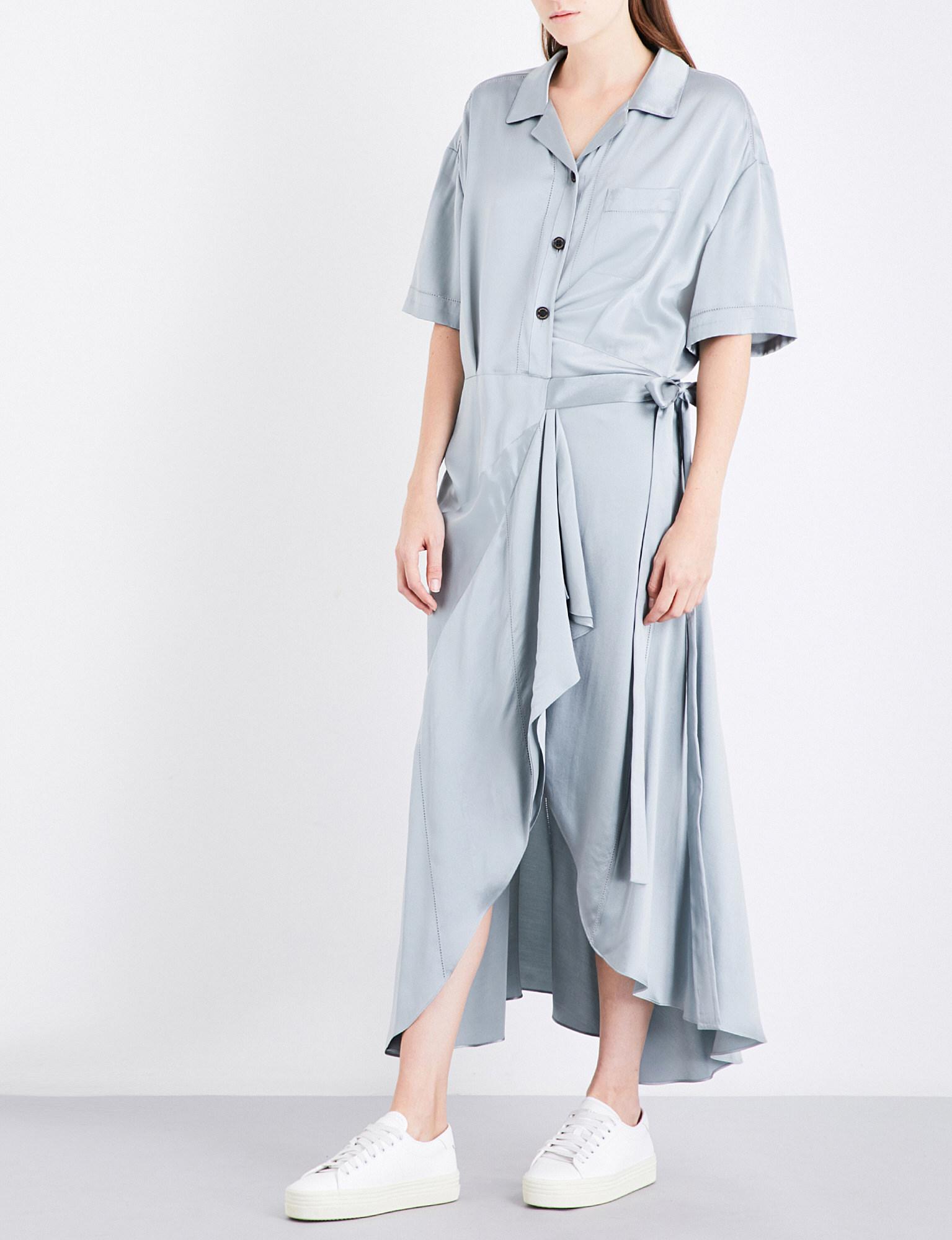 silk satin shirt dress