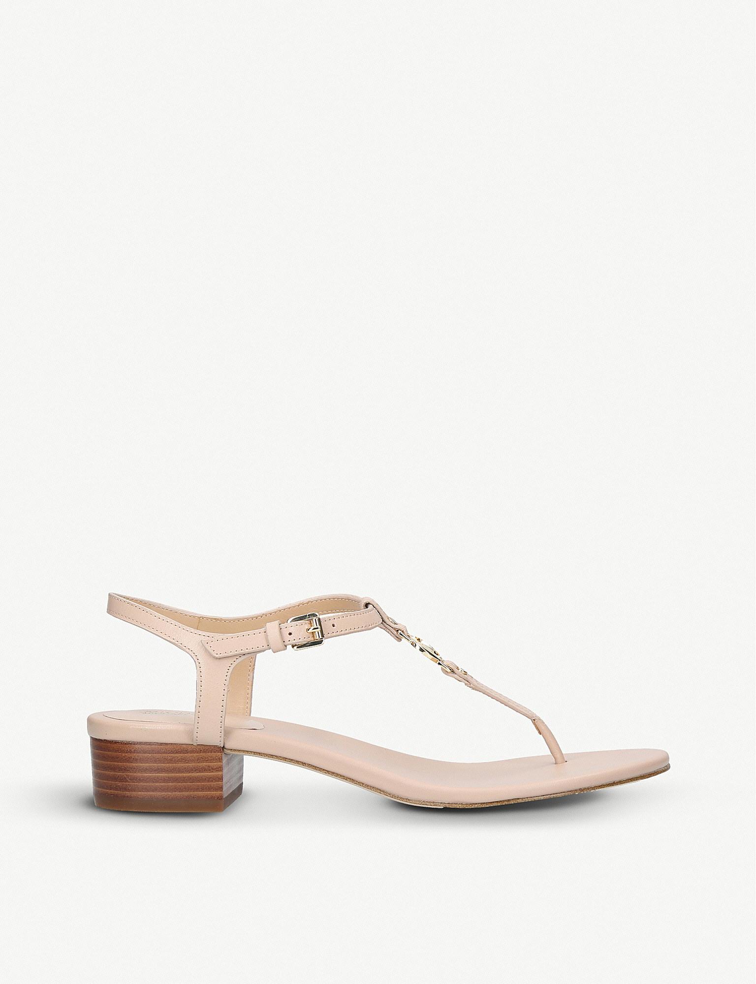 MICHAEL Michael Kors Cayla Mid Leather Sandals in Natural | Lyst
