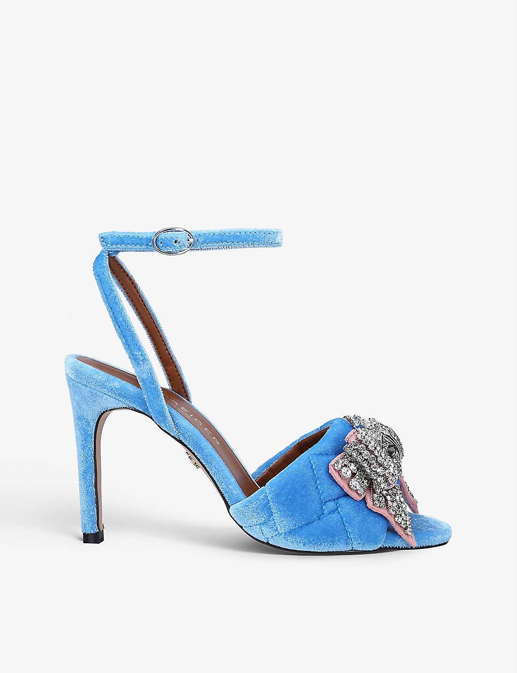 Kurt Geiger Kensington Heeled Crystalembellished Velvet Sandals in