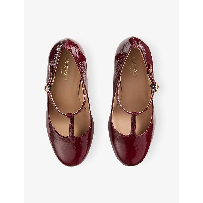 Lk Bennett Patent Leather T Bar Shoes Annalise Coral Patent