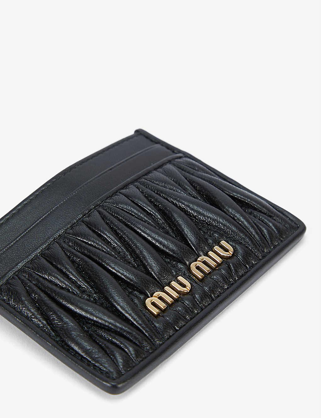 Miu Miu Matelassé Quilted Leather Card Holder in Nero (Black) - Lyst
