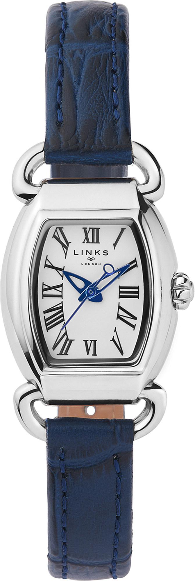 Links Of London 6010 2158 Driver Mini Tonneau Stainless Steel And Leather Watch In Blue Lyst Links Of London 6010 2158 Driver Mini Tonneau Stainless Steel And Leather Watch In Blue Lyst