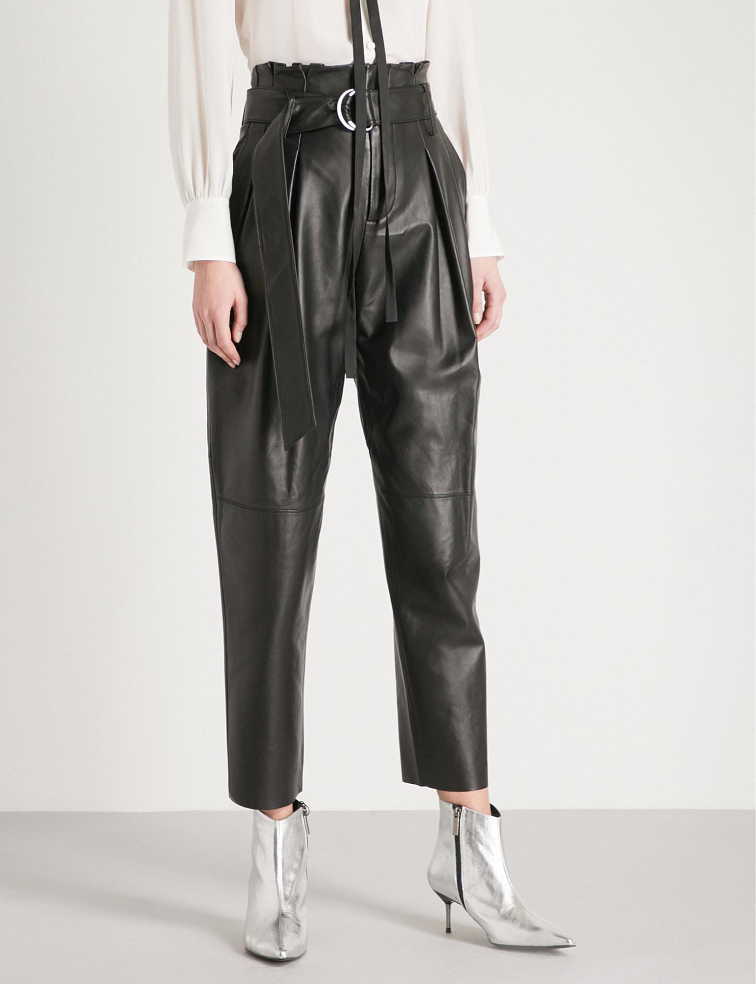 paperbag leather trousers