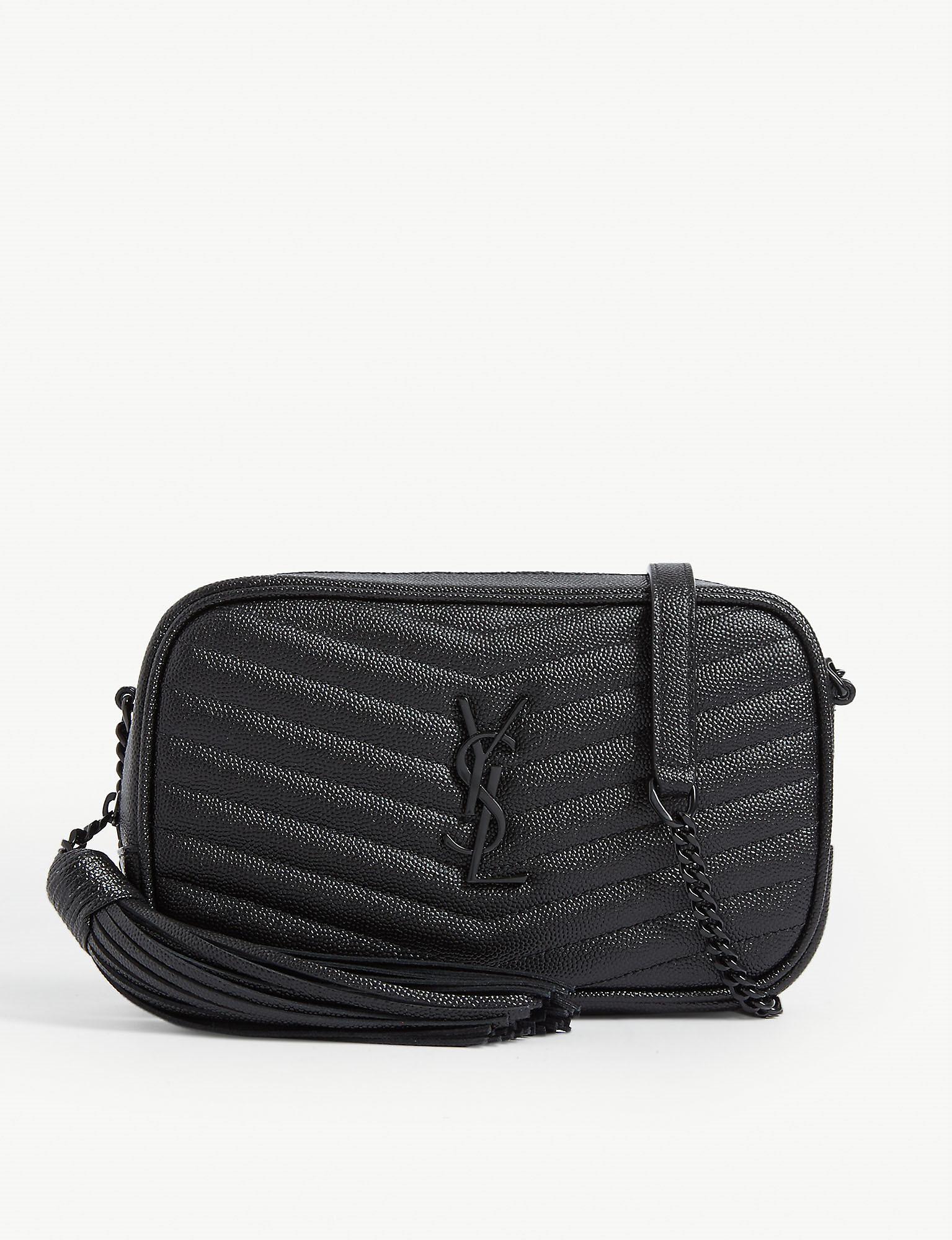Saint Laurent Mini Lou Quilted Leather Camera Bag in Black/Black (Black) - Lyst