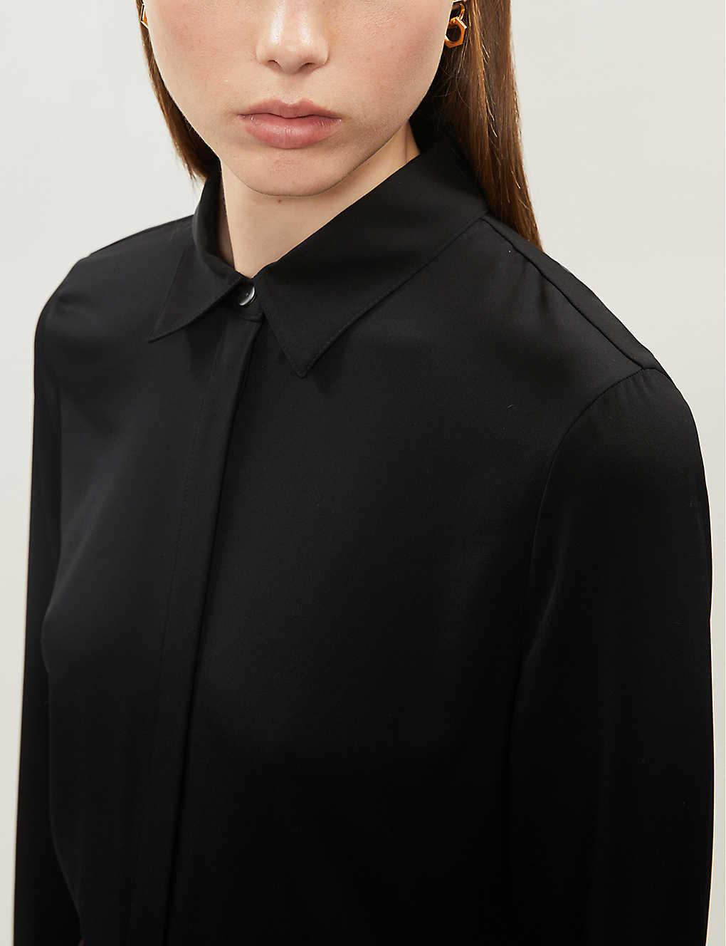 Theory Cotton Fitted Button-up Stretch-silk Shirt in Black - Lyst