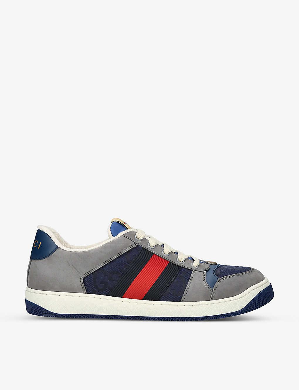 Gucci Screener Monogram-print Canvas Trainers in Blue for Men | Lyst