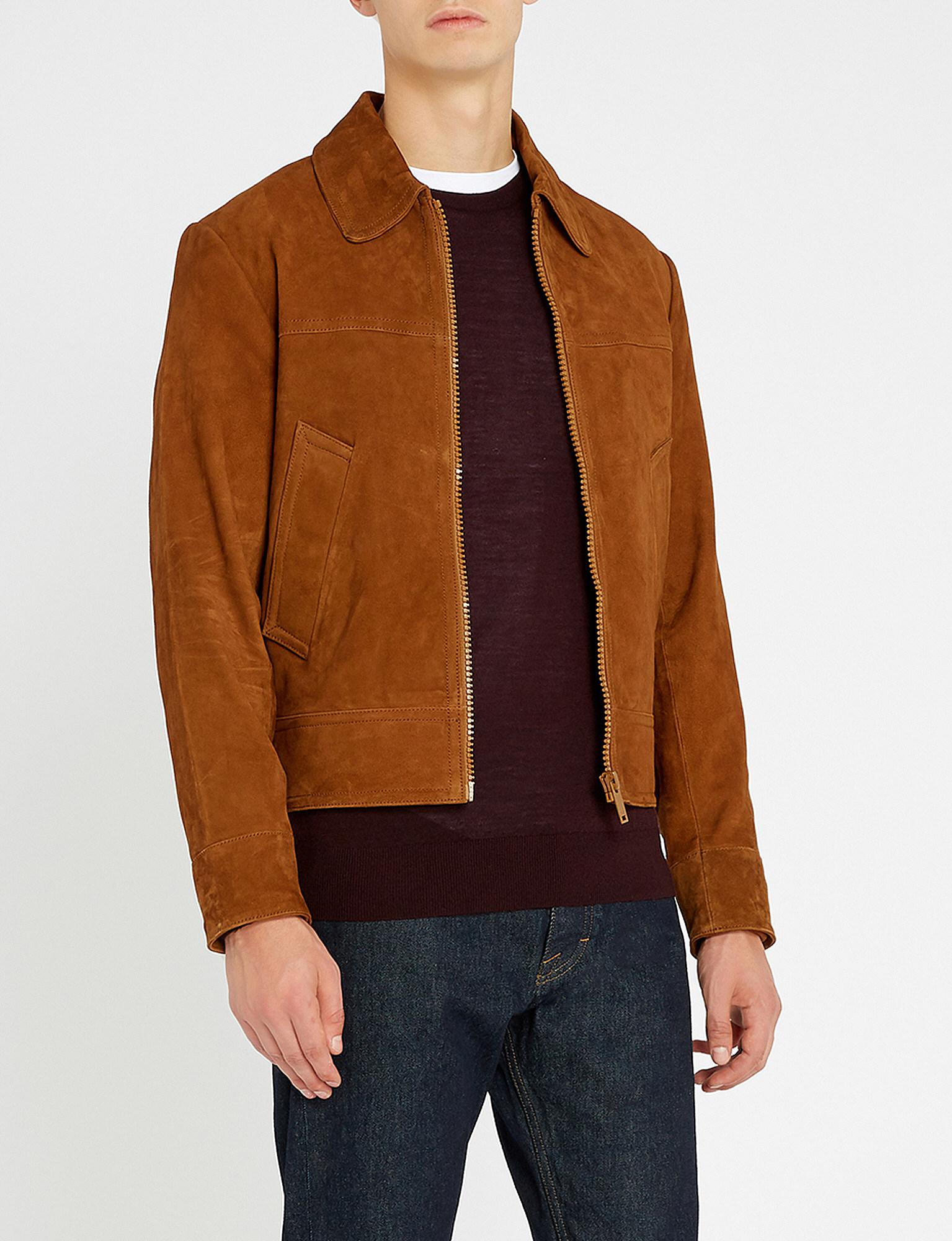 Sandro Zip-up Suede Jacket in Brown for Men | Lyst