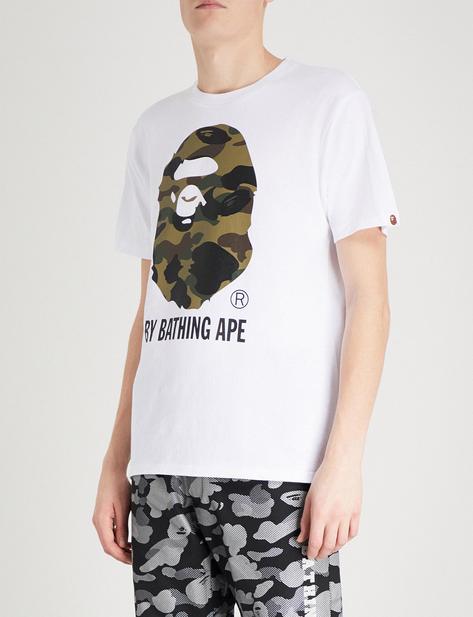 A Bathing Ape Camouflage Ape Head Cotton-jersey T-shirt in White ...