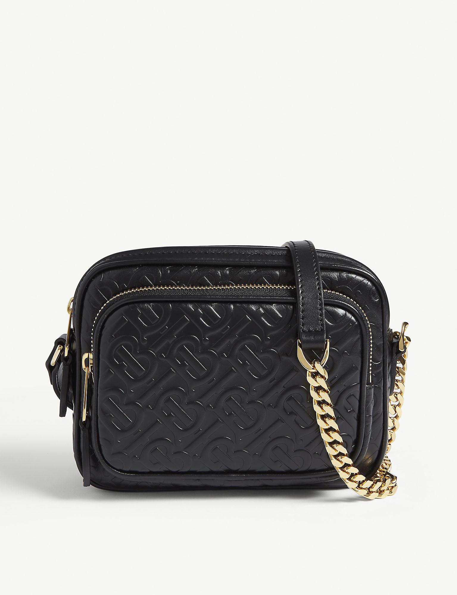 Burberry Monogram Embossed Leather Camera Bag in Black Lyst
