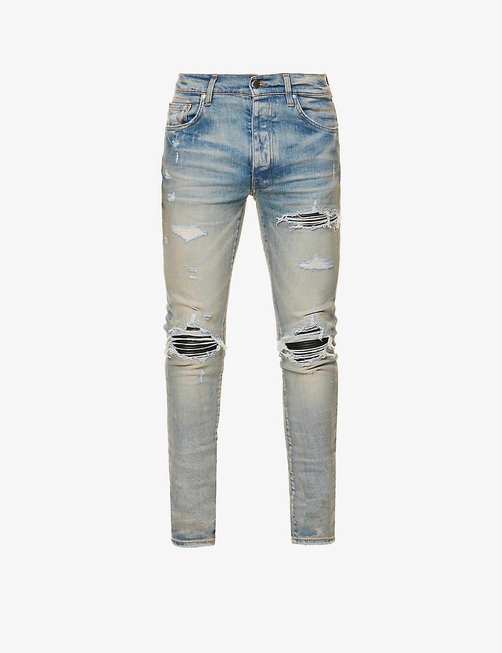 Amiri Mx1 Slim-fit Distressed Stretch-denim Jeans in Blue for Men | Lyst