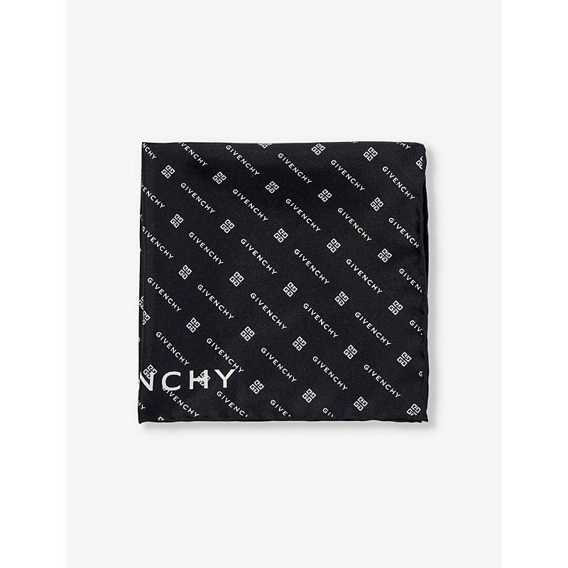 Givenchy 4g Monogram-print Silk Pocket Square in Black for Men