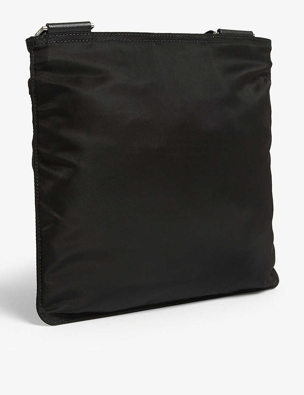 Prada Synthetic Triangle-logo Nylon Messenger Bag in Black - Lyst