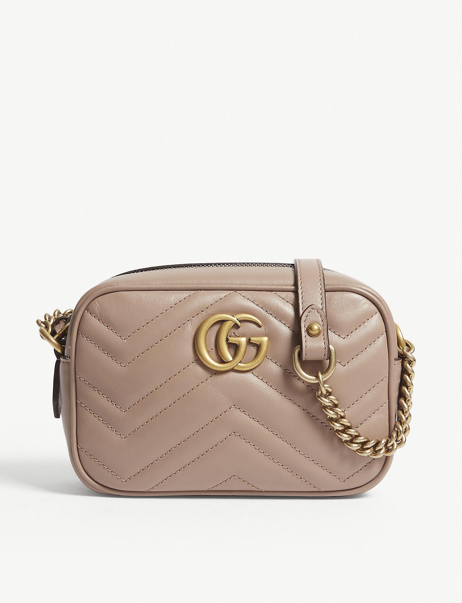 Gucci Women&#39;s Rose Pink Marmont Leather Cross-body Bag - Lyst