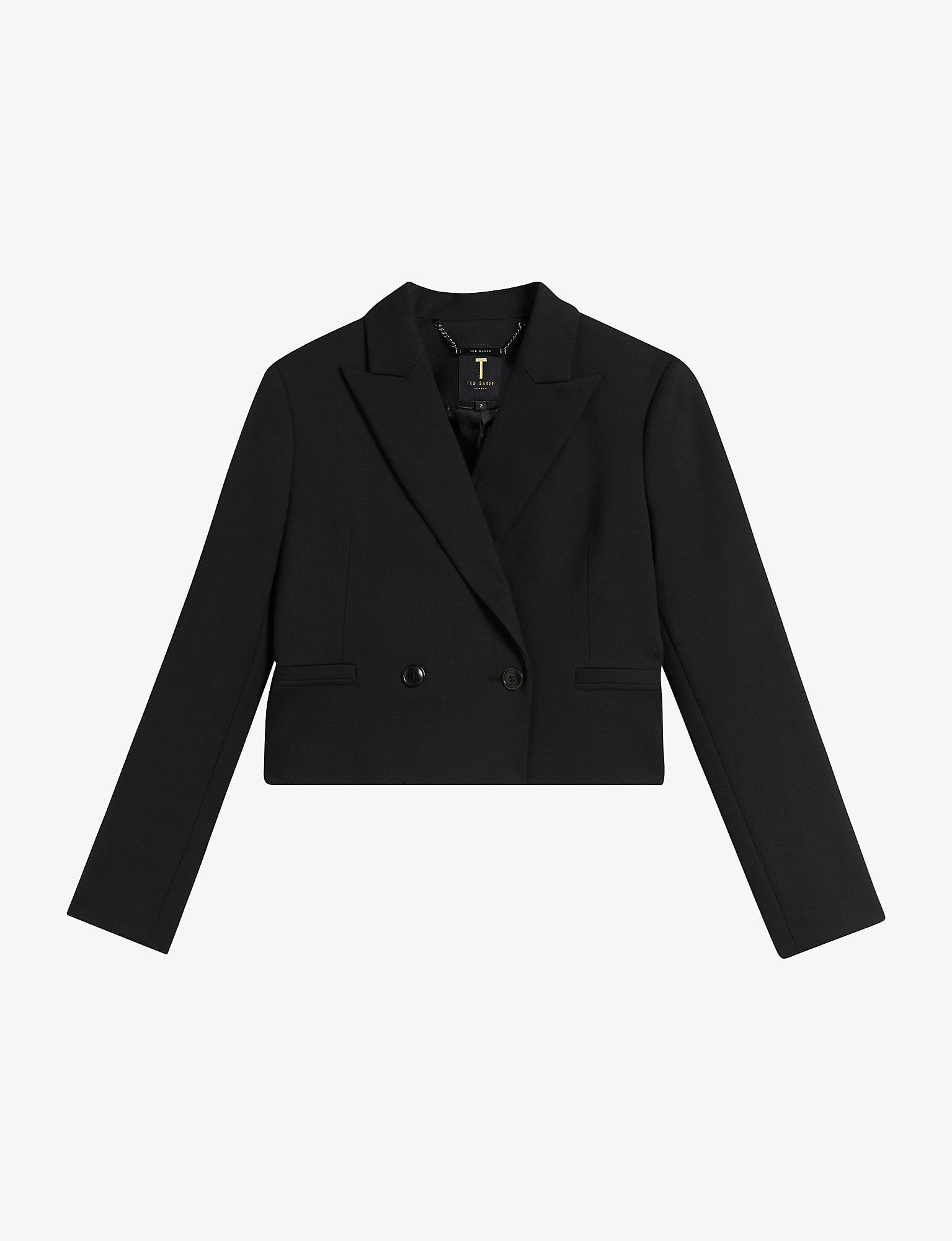 Ted Baker Indiya Cropped Stretch-woven Jacket in Black | Lyst