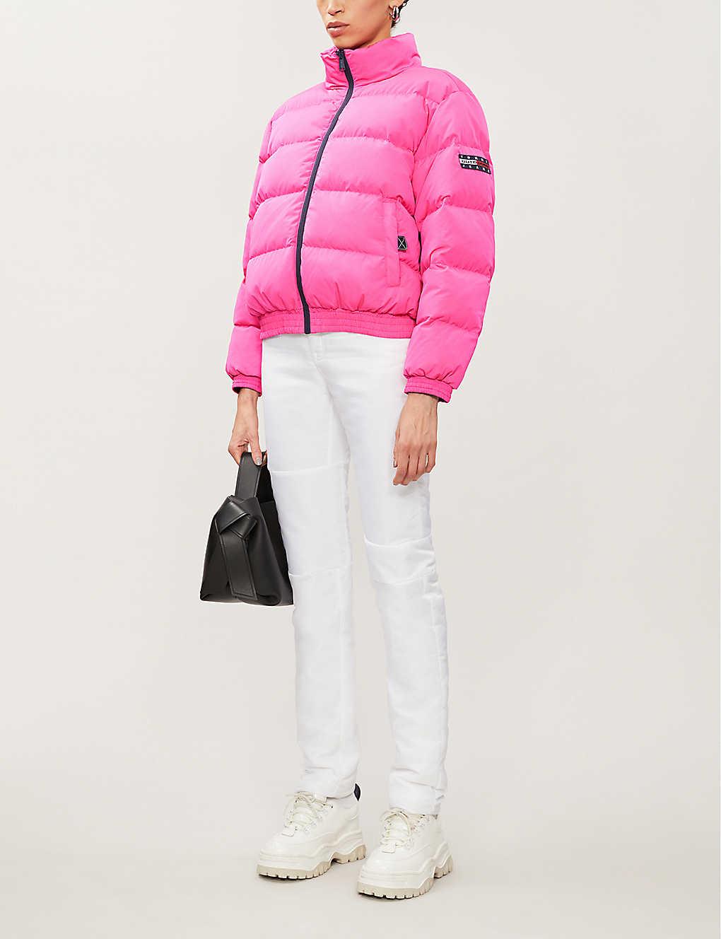 Tommy Hilfiger Reversible Funnel-neck Shell-down Jacket in Pink | Lyst